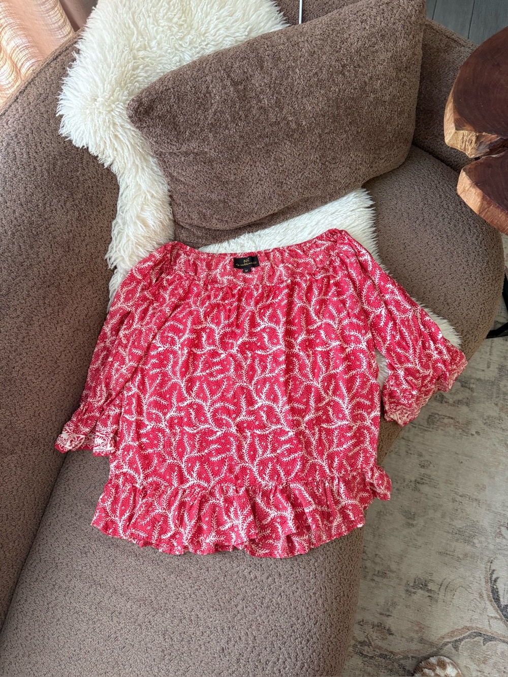NAT by Natalie Martin Coral Print Ruffle Top